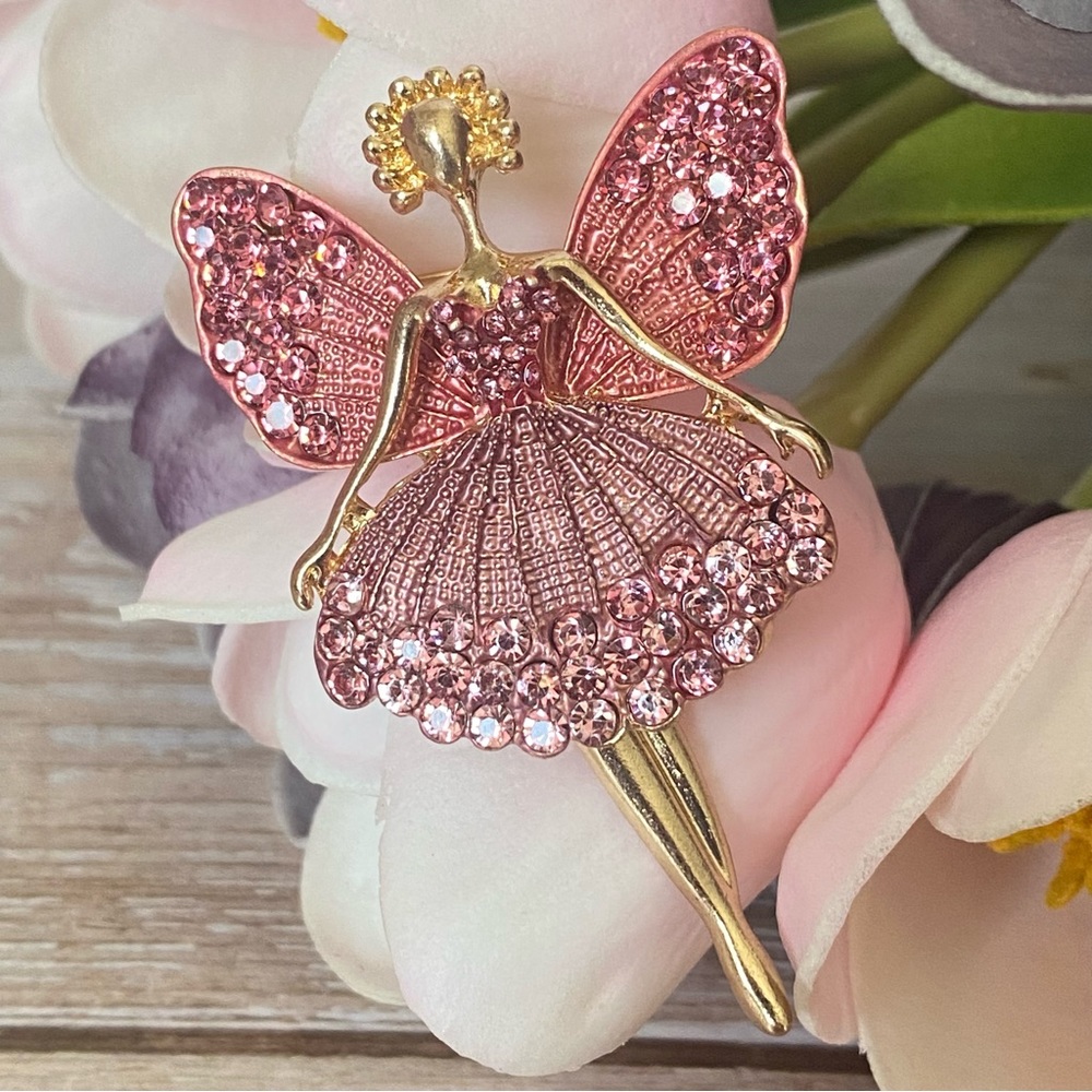PINK CRYSTAL FAIRY PIN / BROOCH